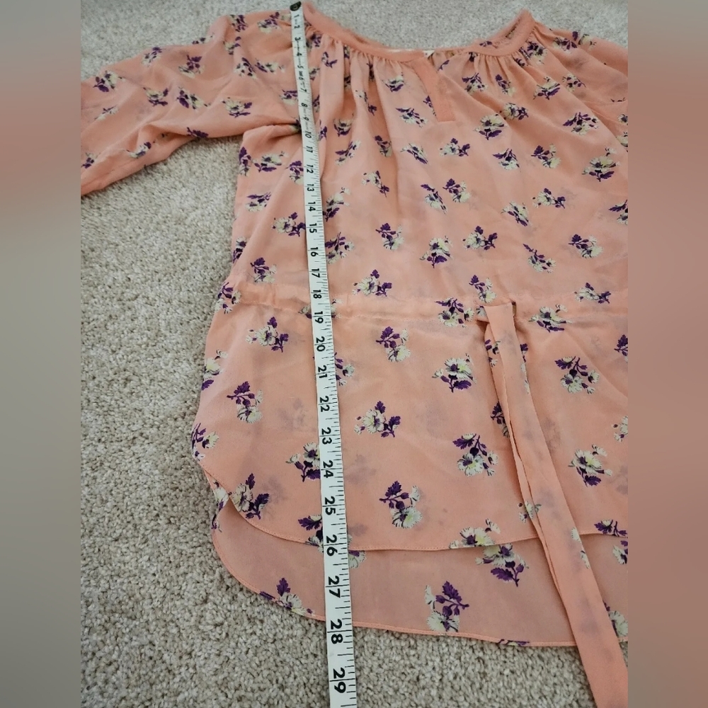 Rebecca Taylor Womens Size 4 Silk peach pink floral blouse lightweight top - Picture 3 of 8